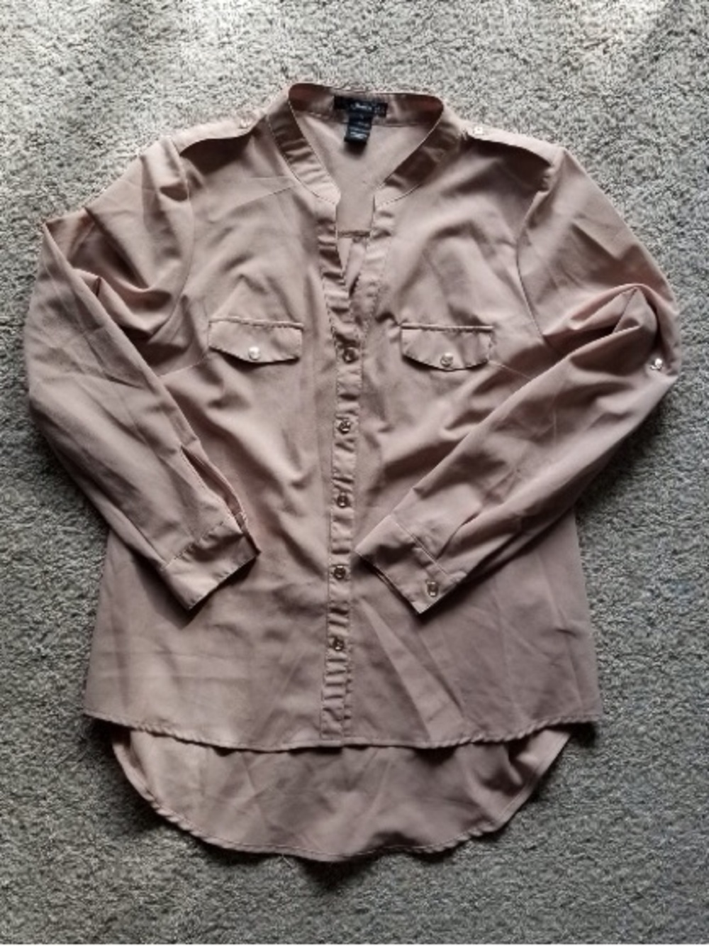 Women's Light Brown Button-Front Tunic Shirt